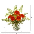 thumbnail image 2 of Nearly Natural Gerber Daisy and Maiden Hair Artificial Arrangement in Vase, 2 of 2