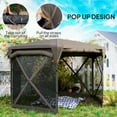 thumbnail image 3 of Outsunny 11 x 11ft Pop Up Gazebo Screen Tent with Removable Roof Cover, 4 Roll-up Wind Panels for Camping, Patio, Backyard, Lawn, Brown, 3 of 9