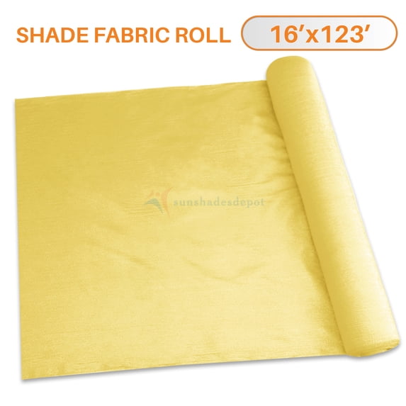 TANG Sunshades Depot 16' x 123' Shade Cloth 180 GSM HDPE Canary Yellow Fabric Roll Up to 95% Blockage UV Resistant Mesh Net