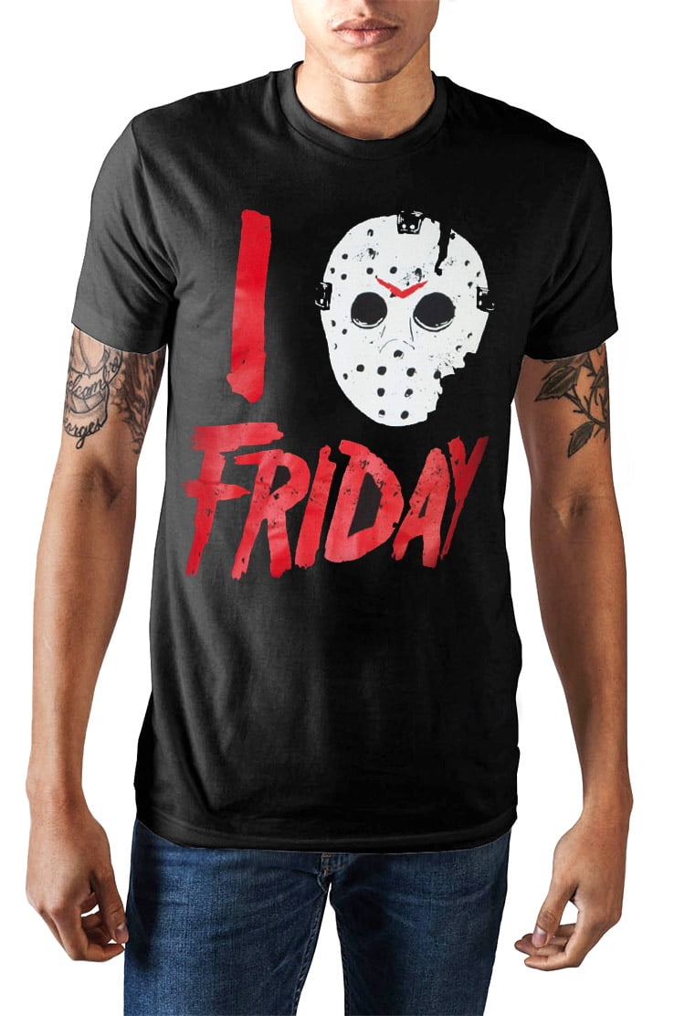 Friday the 13th I Love Friday Jason Voorhees Mask Men's Shirt, Black, X ...