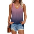 thumbnail image 5 of Summer Womens Gradient Print Sleeveless Shirts V Neck Tank Tops Loose Fitted Tunic Tees Casual Trendy Camisole Side Split Cami Going Out, 5 of 7