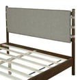 thumbnail image 3 of Christopher Knight Home Queen Upholstered Platform Bed with Solid Wood Frame, Walnut and Light Grey, 3 of 6