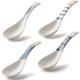 thumbnail image 1 of Juego de 4 cucharas de sopa japonesas de ramen, cucharas de sopa de porcelana china para fideos ramen, salsa de arroz, udon pho (estilo japonés), 1 of 5