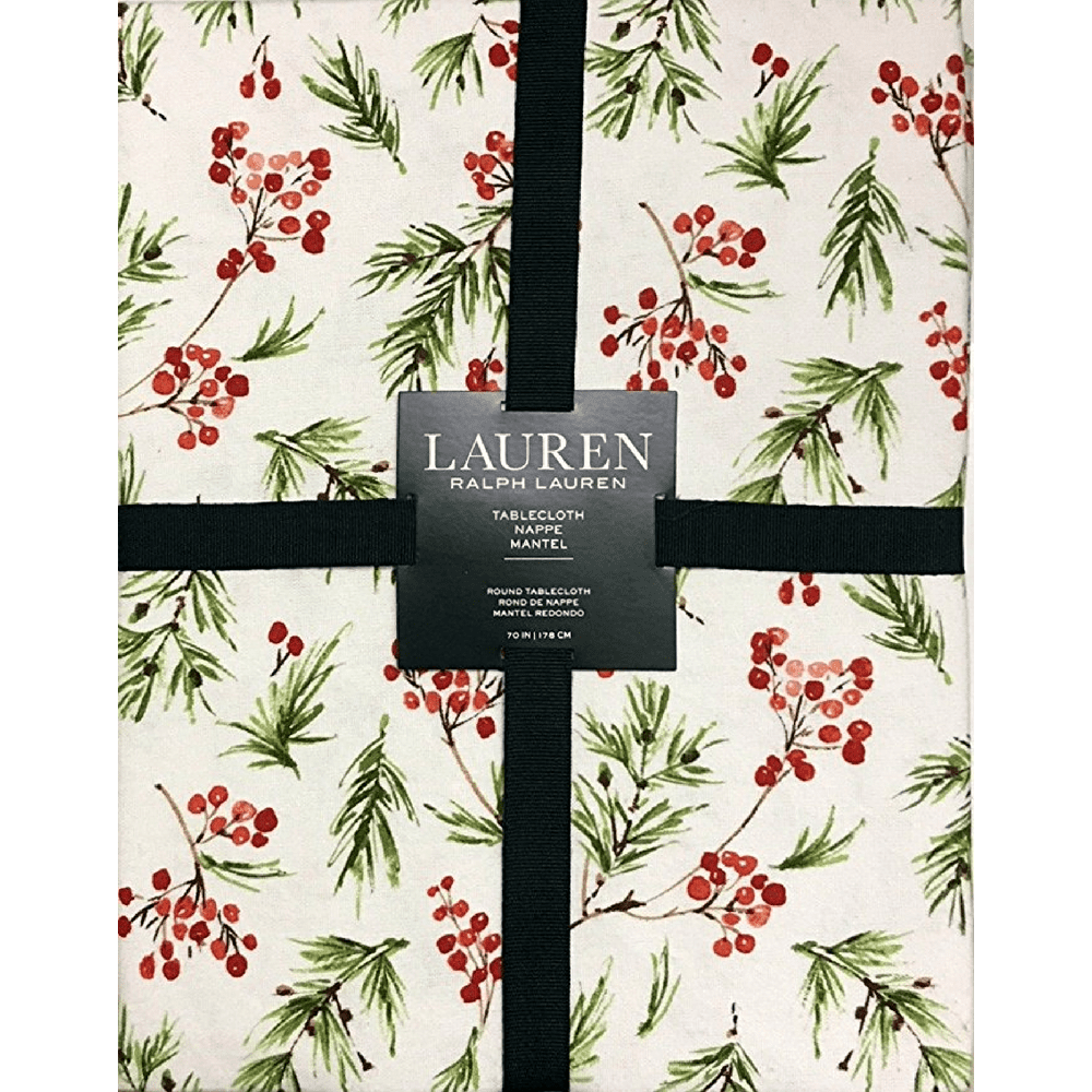 Ralph Lauren Holiday Juniper Berries Cotton Tablecloth 60" x 120