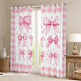 thumbnail image 2 of Manfei Cute Pink Bow Blackout Curtains Set of 2 (52x84 Each),Lovely Bow Knot Window Curtains,Modern Geometric Plaid Curtains and Drapes For Princess,Breathable Home Decor, 2 of 6