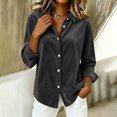 thumbnail image 5 of Edvintorg Womens Tops Dressy Casual Button Down Velvet Shirt Long Sleeve Turndown Collar Blouse Womens Fashion S-2XL Dark Gray, 5 of 8