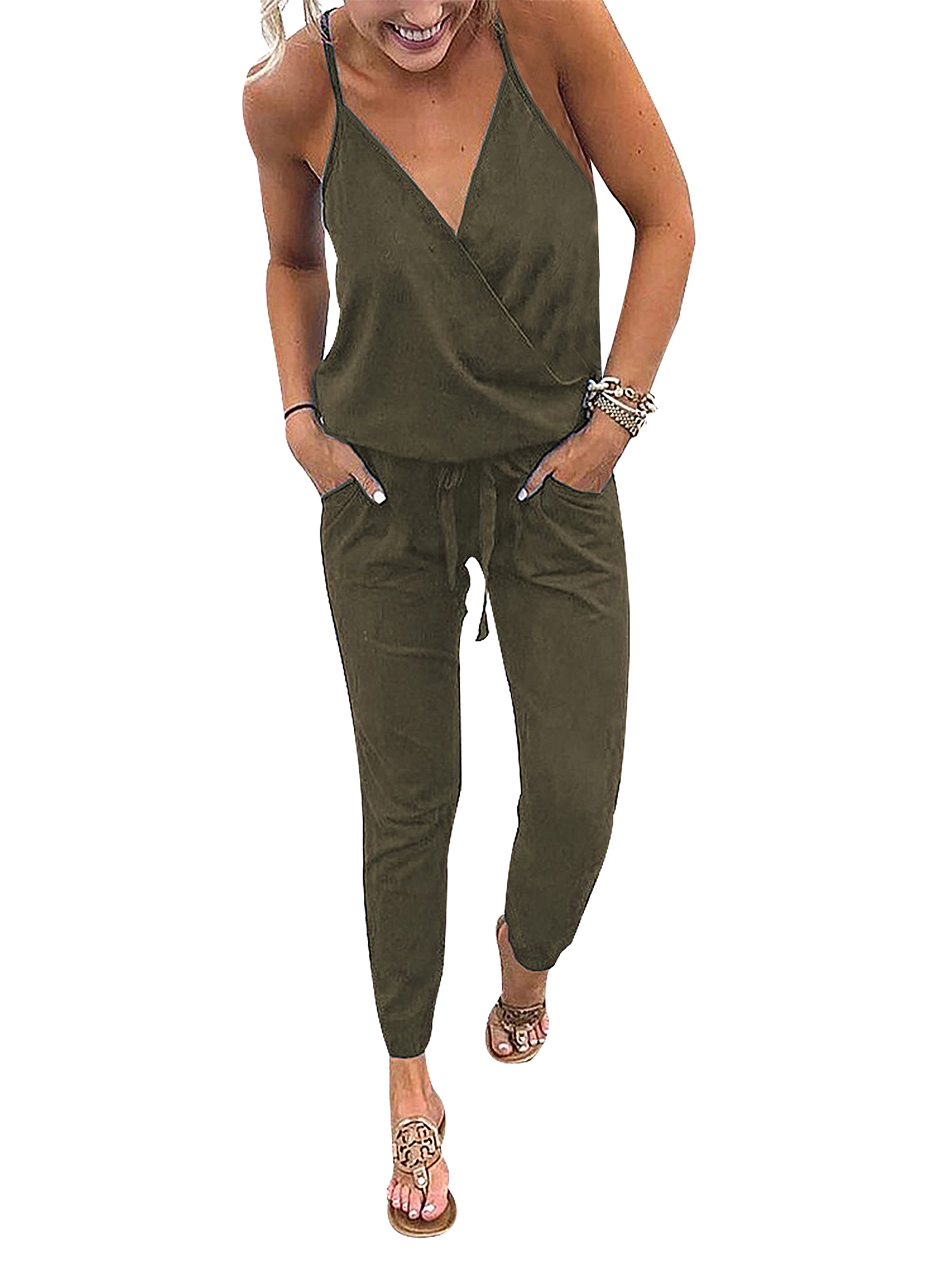 Adibosy Women’s Summer Romper Shorts Jumpsuits Rompers Solid Color Jumpsuit Outfits Plus Size Rompers for Women 