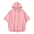 thumbnail image 4 of Xdegoge Womens Short Sleeve Hoodies Casual Loose Fit Lightweight Drawstring Sweatshirts Comfy Basic Tunic Fall Summer Pullover Tops, 4 of 6