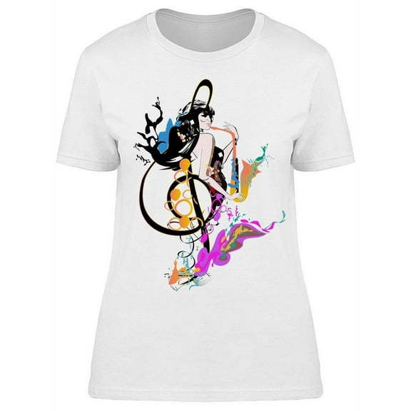 Abstract Musician W/musical Note T-Shirt Women -Image by Shutterstock, Female XX-Large