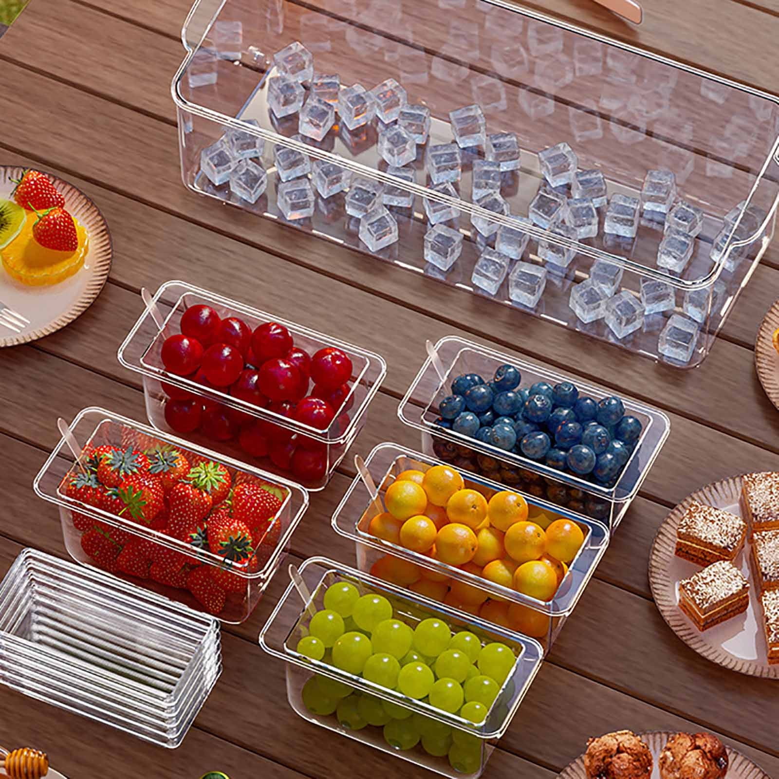 Food Safe Fruit Storage Container with Divided Sections, Compact Picnic Organizer for Fresh Produce Snacks, Portable Kitchen Storage Box