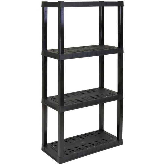 Hyper Tough Plastic Shelves Garage Storage Shelf Made In Canada 4-Tier 57"H x 14"D x 30"W Black-400 lbs Total Capacity