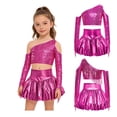 thumbnail image 2 of iiniim Girl's 2 Piece Dance Outfits Jazz Hip Hop Performance Dance Top and Metallic Bubble Skirts Set Hot Pink 8, 2 of 7