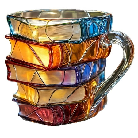 ACDANC 2026 New 3D Painted Book Mug,Novelty Coffee Mugs,Unique Colorful Resin Books Stack Coffee Cup,Collection Gifts for Readers,Librarians and Literature Lovers Unique Coffee Mugs