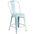 thumbnail image 1 of 24'' High Distressed Copper Metal Indoor-Outdoor Counter Height Stool with Back, 1 of 9