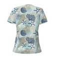 thumbnail image 4 of Naloa Algae Corals and Seashells Print T-Shirts Short Sleeve V Neck Tees for Women Fashion Tops Trendy Lightweight Soft Casual Summer Outfits Clothes, 4 of 5