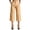 Khaki, variant on Costeam Womens Vertical Pinstripe Cropped Wide Leg Capri Pants Button Zip Fly High Waist Front Pleat Side Pocket Formal Casual Stripe Dressy Mid Length Trousers