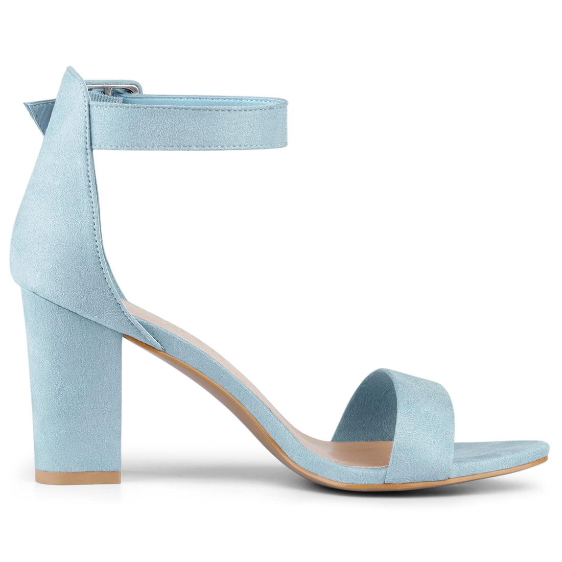 Unique Bargains Women's Chunky High Heel Ankle Strap Sandals 2 Packs Sky Blue Black 10