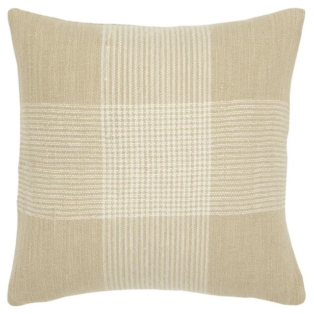 HomeRoots 403314 Beige & White Plaid Pattern Throw Pillow, Natural