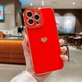 thumbnail image 3 of Design for iPhone 13 Pro Max 5g 6.7” Phone Case,Luxury Gold Plating Cute Love Heart Case with Camera Protection Soft Silicone Shockproof Cover Bumper with Side Heart Pattern(Red), 3 of 11