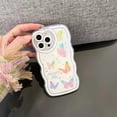 thumbnail image 5 of Compatible with iPhone 12 Case, Aesthetic Glitter White Butterfly Bling Phone Cover for Women Girls, Cute Fashion Love Heart Wavy Edge Phone Skin, Soft Silicone Slim Fit Protective Cover, 5 of 15