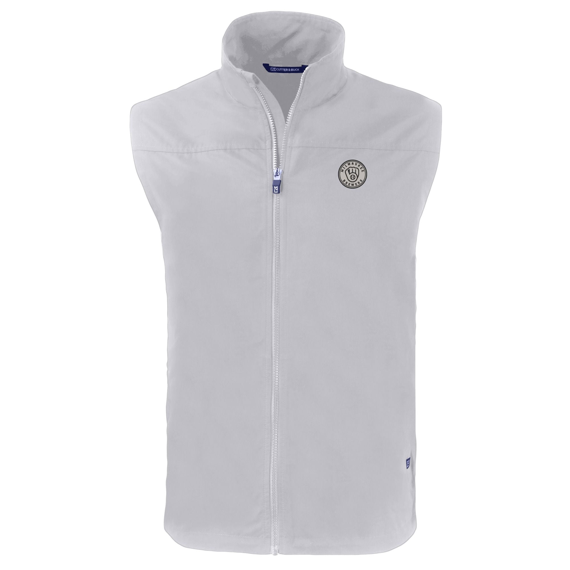 Men's Cutter & Buck Gray Milwaukee Brewers Charter Eco Recycled Full-Zip Vest