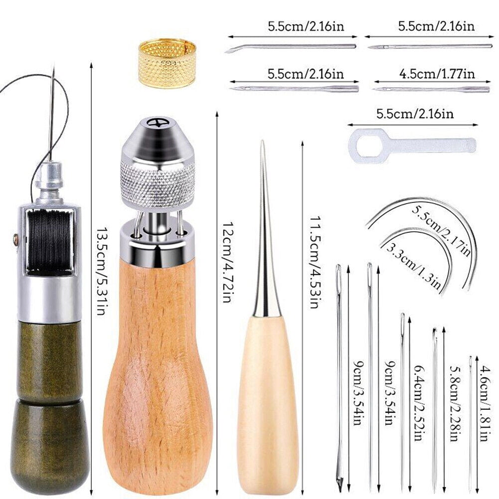 Leather Sewing Awl Thread Kit with Waxed Thread Manual Speedy Stitcher Tool USA