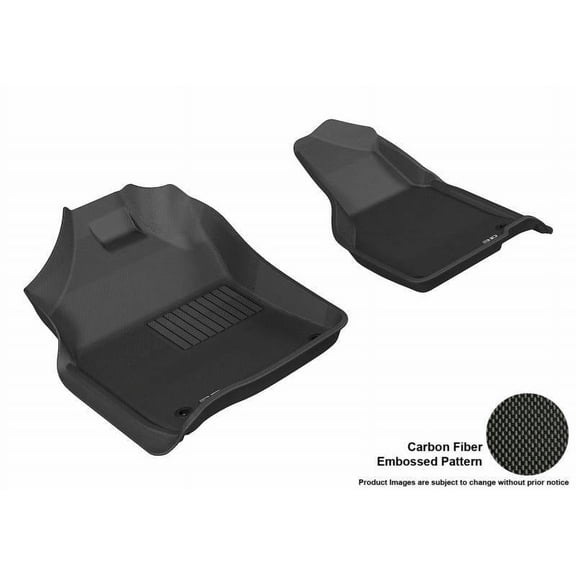 3D MAXpider 2012-2018 Fits Dodge Ram 1500 2500 3500 Crew Cab Mega Cab 2019-2022 Ram Classic Crew Cab Kagu Black Carbon Fiber Embossed Pattern Floor Mat L1DG02011509