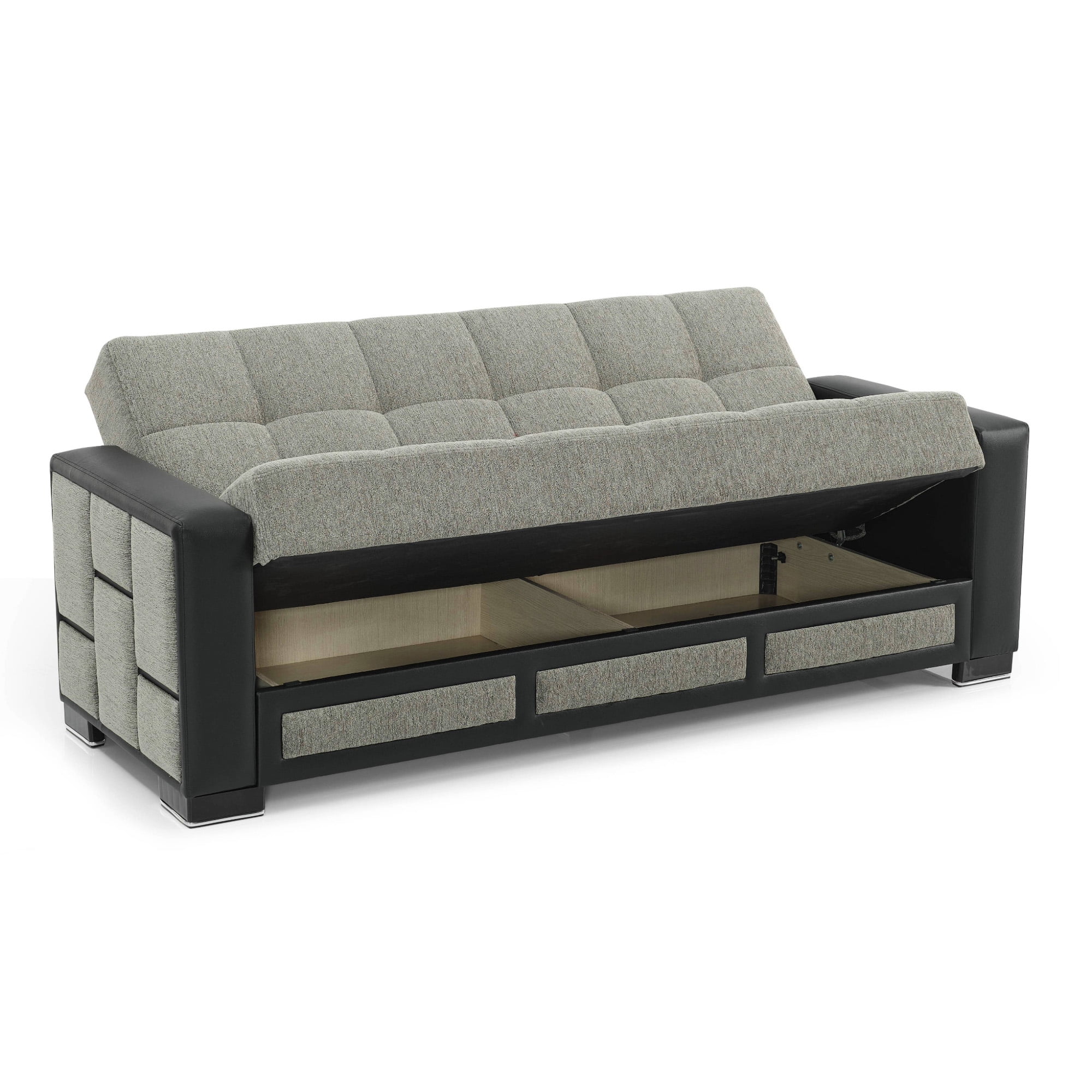 Ottomanson 87" Convertible Sofa Couch for Living Room, Chenille Modern Sofa Bed with Storage, Gray