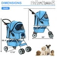thumbnail image 5 of YRLLENSDAN 4 Wheels Dog Strollers Pet Strollers Cat Strollers with Cup Holder & Removable Liner Waterproof Doggy Stroller for Small Medium Dogs, Blue, 5 of 7