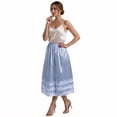 thumbnail image 3 of Women's Satin Midi Half Slip Skirt with Lace Trim, Elastic Waist A-Line Silky Underskirt, Soft Under Dress Skirt for Women Office Date Night Daily Wear, 3 of 8