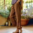 thumbnail image 5 of Women Casual Lightweight Elastic Waist Pants with Pockets Cotton Linen Cropped Pants Loose Solid Color Trousers by Yigetop Brown L, 5 of 5