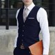 thumbnail image 2 of Chaleco formal delgado sin mangas de algodón de un solo pecho de color sólido para hombres con estilo (azul marino, L), 2 of 3