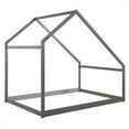 thumbnail image 3 of Full Floor Bed Daybed, Full Size Wooden House Bed Frame with Roof for Boys Girls, No Box Springs Required, Can be Decorated, Grey, 3 of 6