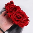 thumbnail image 3 of rosa flor velo de cabello diadema floral disfraz de halloween tocado mexicano accesorios para el cabello para mujeres niñas rojo, 3 of 5
