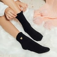 thumbnail image 2 of Baqcunre Womens Fuzzy Warm Slipper Socks Heart Print Cotton Socks Super Soft Microfiber Cozy Sleeping Socks, 1 Pair of Socks Black One Size, 2 of 4