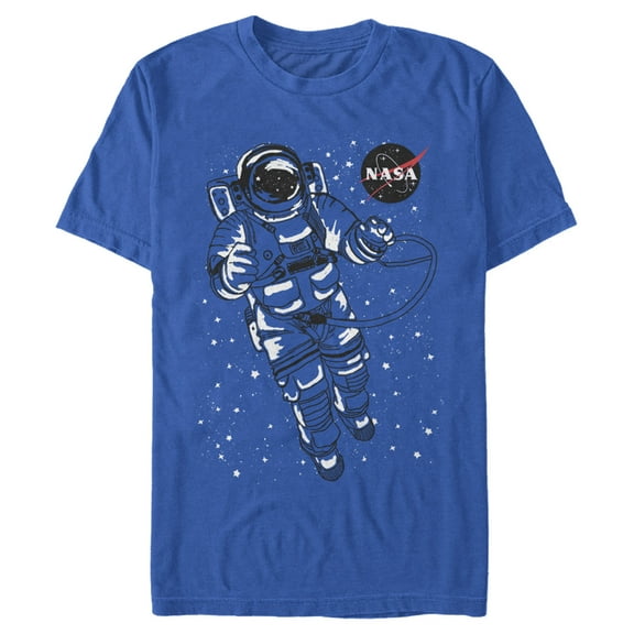 Men's NASA Astronaut Float In Stars Space Logo Graphic Tee Royal Blue X Large