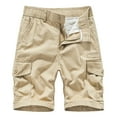 thumbnail image 2 of Work Pants for Men Casual Button Zipper Solid Cargo Pants With Pocket Straight Button Zipper Shorts Cargo Shorts for Men Khaki S, 2 of 3