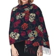 thumbnail image 5 of Shawl Wraps for Women - Roses Skulls Oversized Fall Winter Fashion Blanket Scarf for Women, 5 of 6