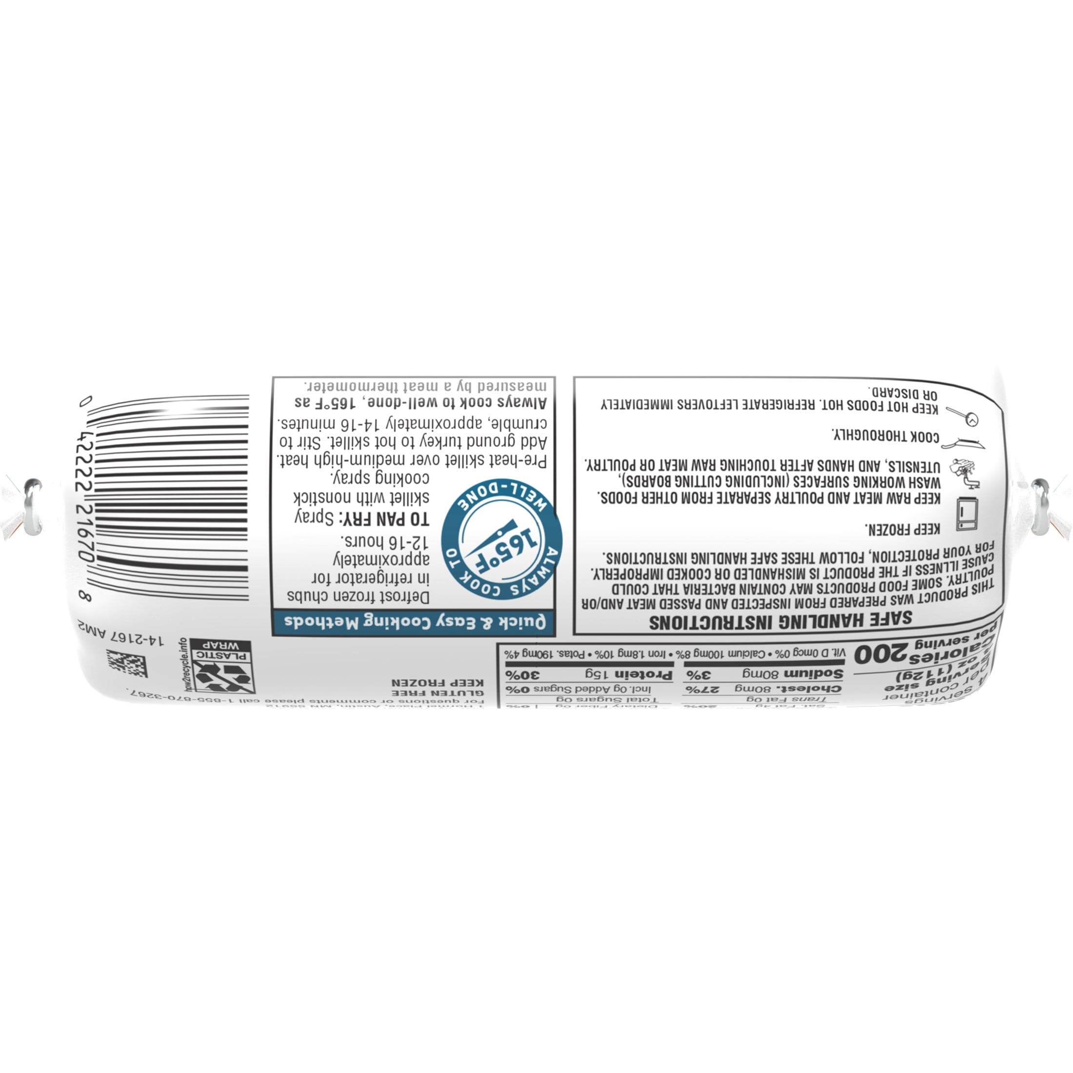 FESTIVE Ground Turkey, Frozen, 1 lb Roll