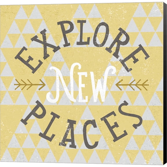 Mod Triangles Explore New Places Retro by Michael Mullan, Canvas Wall Art
