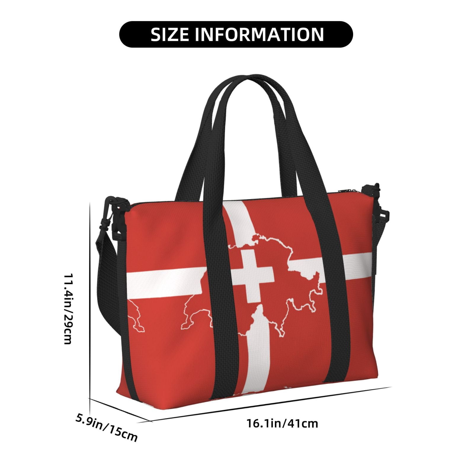 Travel Duffel Bag Switzerland Swiss Map Flag Sports Tote Gym Bag Shoulder Weekender Overnight Bag For Women Men