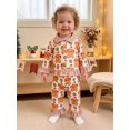 thumbnail image 4 of RUINIXCW Toddler Baby Girl Christmas Pajamas Set Kids Spring Fall Winter PJS Sleepwear Ruffled Button Down Collar Long Sleeve Shirt Tops Pants Set, 4 of 10