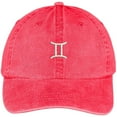 thumbnail image 1 of Trendy Apparel Shop Gemini Zodiac Signs Embroidered Soft Crown 100% Brushed Cotton Cap, 1 of 2