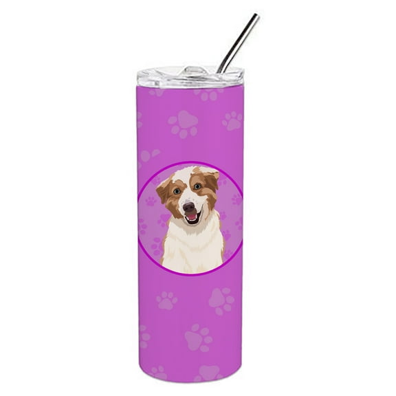 Australian Shepherd Red and White #1 Stainless Steel 20 oz Skinny Tumbler 3 in x 8.25 in