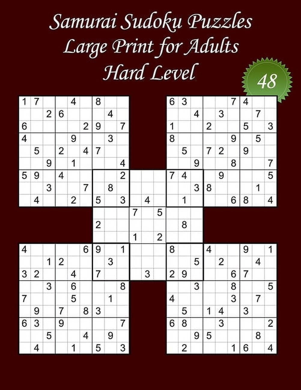 Samurai Sudoku Puzzles - Large Print for Adults - Medium Level - N?56: 100 Medium Samurai Sudoku Puzzles - Big Size (8,5' x 11') and Large Print (22 p - Walmart.com samurai-sudoku-puzzles-large-print-for-adults-medium-level-n-56-100-medium-samurai-sudoku-puzzles-big-size-8-5-x-11-and-large-print-22-p-walmart-com