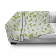 thumbnail image 2 of Leaf Soft Flannel Fleece Blanket, Various Types of Green Fresh Leaves Illustration with Garden Summer Season Graphic Design, Cozy Plush for Indoor and Outdoor Use, 70" x 90", Green, by Ambesonne, 2 of 5