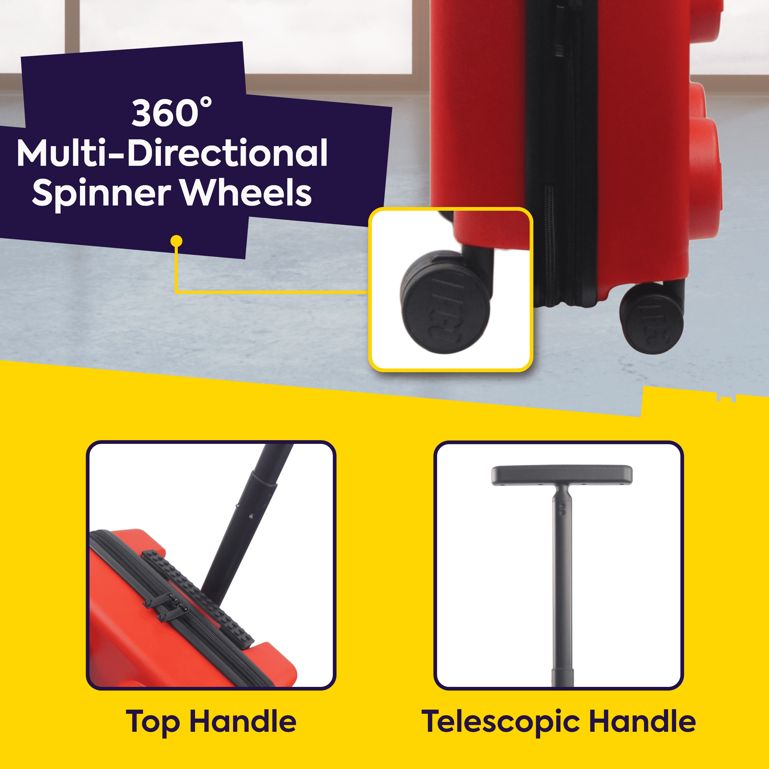 LEGO 22 Inch Rolling Luggage, Signature Trolley Expandable Hardshell Carry On Suitcase with Spinner Wheels, Red