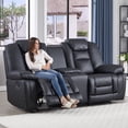 thumbnail image 6 of Bonzy Home Manual Recliner Sofa Set with Console & Adjustable Backrest, Theater Seating Living Room Furniture Set, with Cup Holders and Hidden Arm Storage, Black, 6 of 8