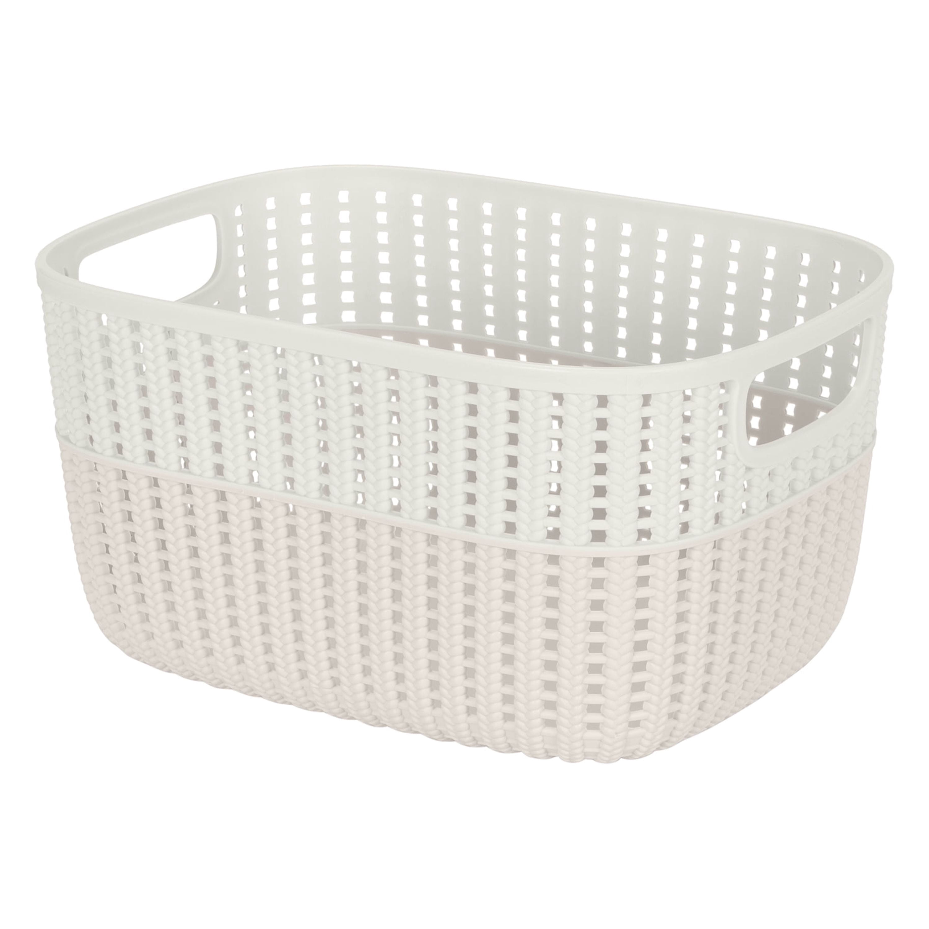 Simplify 4 Pack 2-Tone Decorative Plastic Medium Storage Basket in Ivory