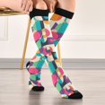 thumbnail image 5 of FORMRS Womens Knee High Socks Casual Long Thick Travel Daily Wear, 2 Pairs, Pink Geometric, 5 of 6